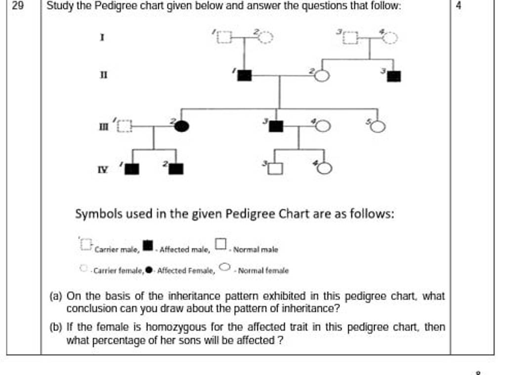 29Study The Pedigree Chart Given Below And Answer The Questions That Foll 