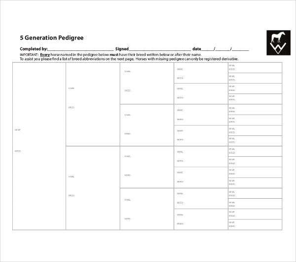 5 Generation Pedigree Chart Printable