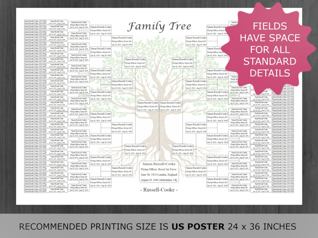 Family Tree Chart 8 Generations Printable And Editable Family Tree 