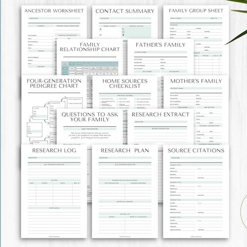 Family Tree Chart Pedigree Chart Genealogy Template Ancestral Chart 