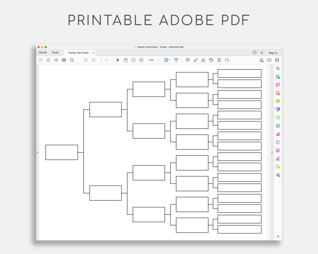 Family Tree Chart Pedigree Chart Genealogy Template Etsy