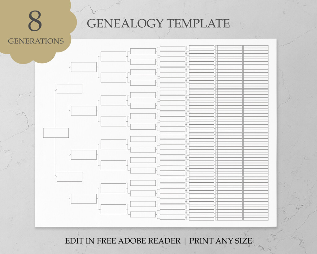 Genealogy Template Family Tree Chart 8 Generation Genealogy Chart 