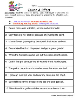 Identifying Cause And Effect Worksheet Have Fun Teaching
