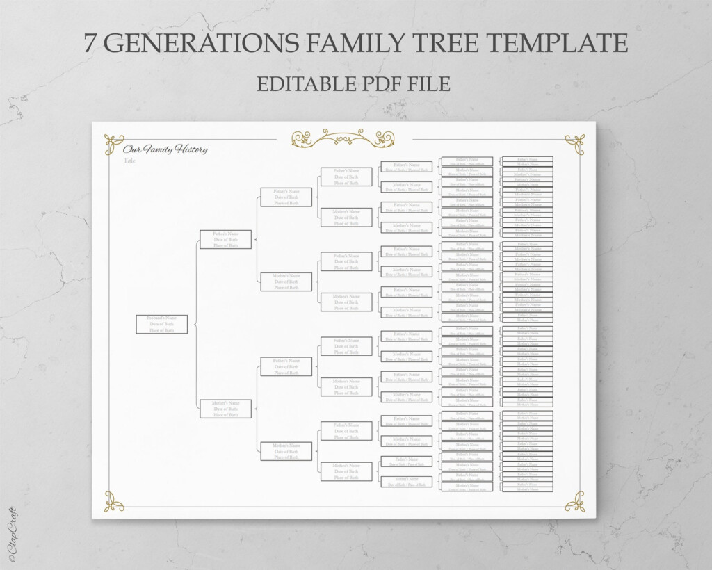Our Roots 7 Generation Pedigree Chart Fillable Etsy Ireland Images 