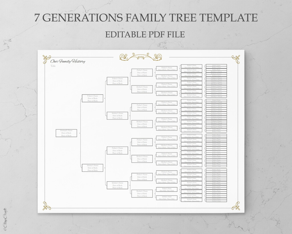 Our Roots 7 Generation Pedigree Chart Fillable Etsy Ireland Images 