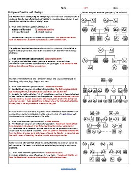 Pedigree Analysis AP Biology KEY By Biologycorner TPT