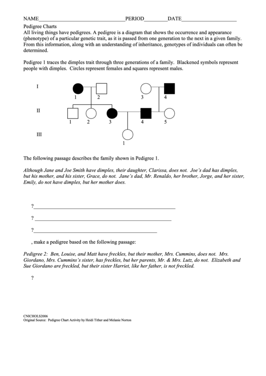Pedigree Charts Biology Worksheets Printable Pdf Download