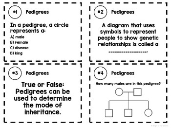 Pedigree Charts Task Cards Middle School Science TpT