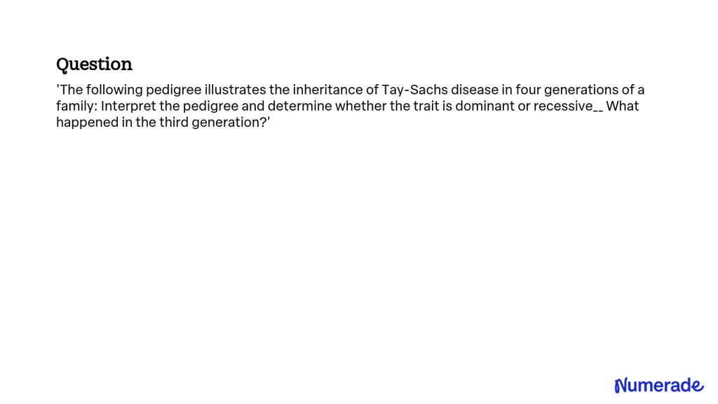 SOLVED 39 The Following Pedigree Illustrates The Inheritance Of Tay 