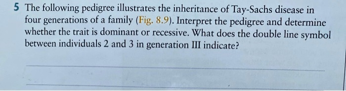 SOLVED The Following Pedigree Illustrates The Inheritance Of Tay Sachs 